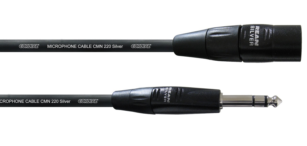 CORDIAL CIM 3 MV инструментальный кабель XLR male/джек стерео 6.3мм male, 3.0м, черный