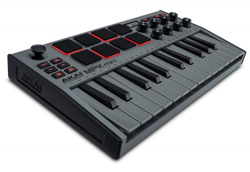Akai PRO MPK MINI MK3 Grey MIDI клавиатура, 25 уменьшенных клавиш, 8 MPC-пэдов, 8 ручек