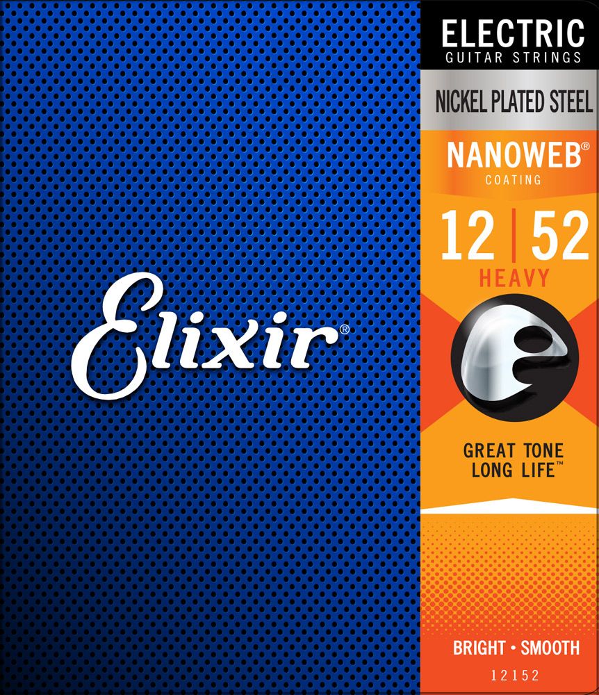 Elixir 12152 NanoWeb комплект струн для электрогитары, Heavy, 12-52