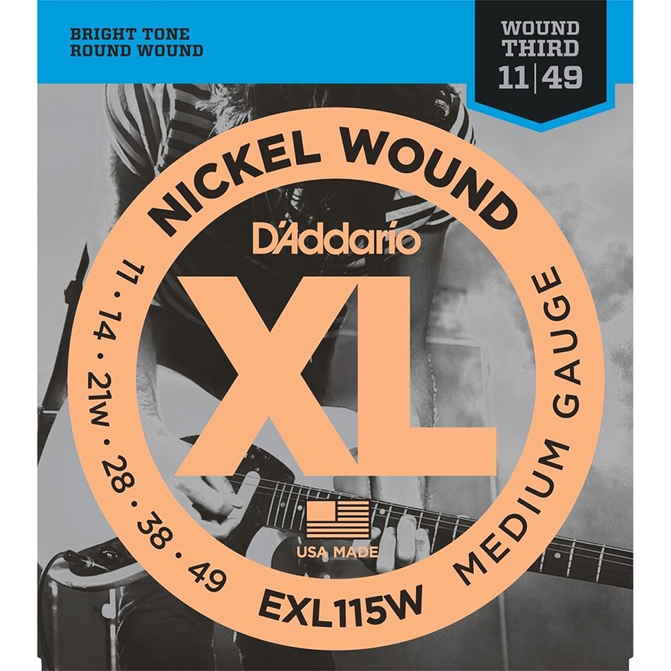 D`ADDARIO EXL115W Cтруны для электрогитары Nickel Wound, никель, 3-я струна с обмоткой, 11-49
