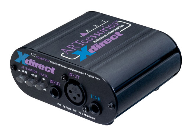 ART X-Direct  активный директ-бокс. вход-XLR.1/4` TRS( unbal). выход- XLR (bal.). 9V батарея