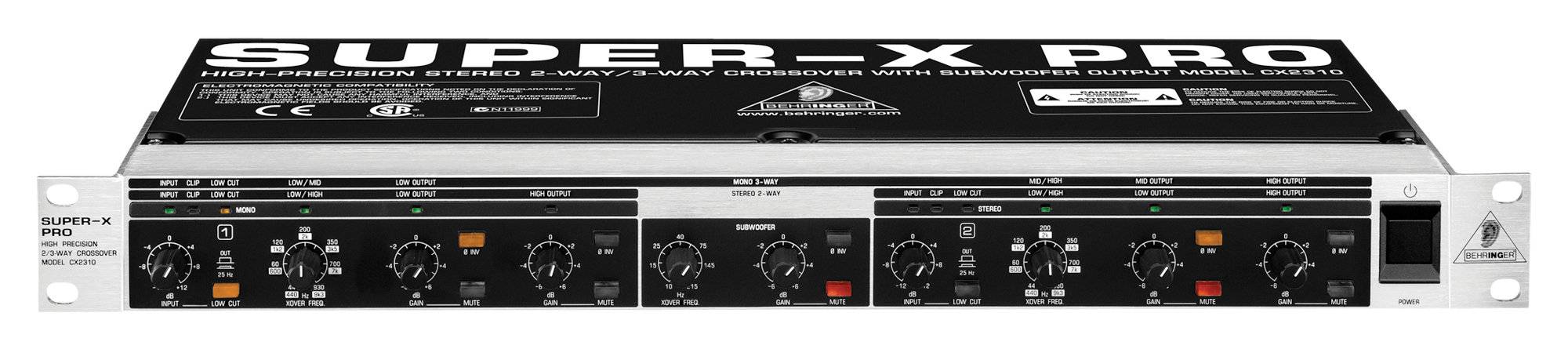 Behringer CX2310- кроссовер,2 полосы стерео, 3 полосы моно, выход на субвуфер