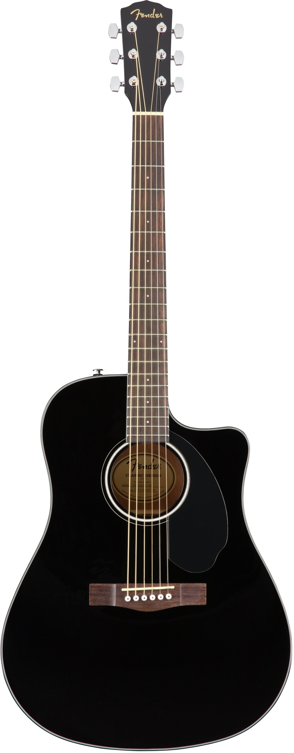FENDER CD-60SCE Dread Black WN электроакустическая гитара, топ - массив ели, накладка орех