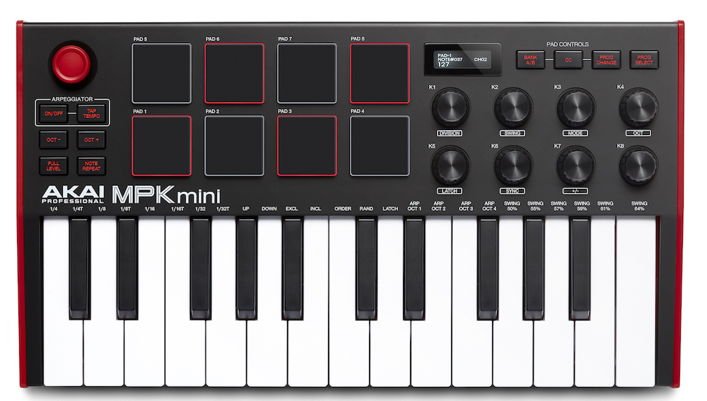 Akai PRO MPK MINI MK3 USB миди клавиатура с уменьшенными клавишами, 25 клавиш,8 MPC пэдов, 8 ручек д