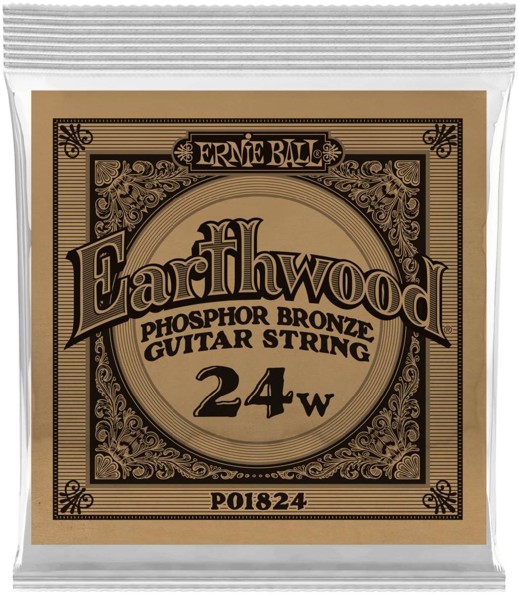 Ernie Ball 1824 - одиночная струна для акустической гитары Earthwood Phosphor Bronze, калибр .024