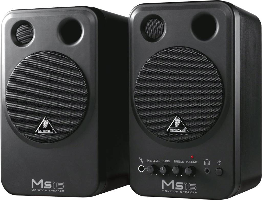 Behringer MS16 - актив 2-полосный монитор (цена за пару), вуферы 4",ВЧ динамики высокого разрешения