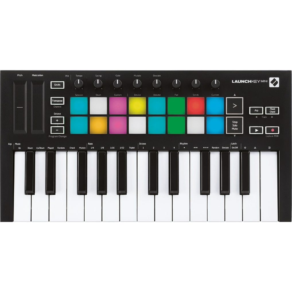 Novation LaunchKey Mini MK3 контроллер, 25 клавиш, 16 полноцветных чувствительных к силе нажатия пэд