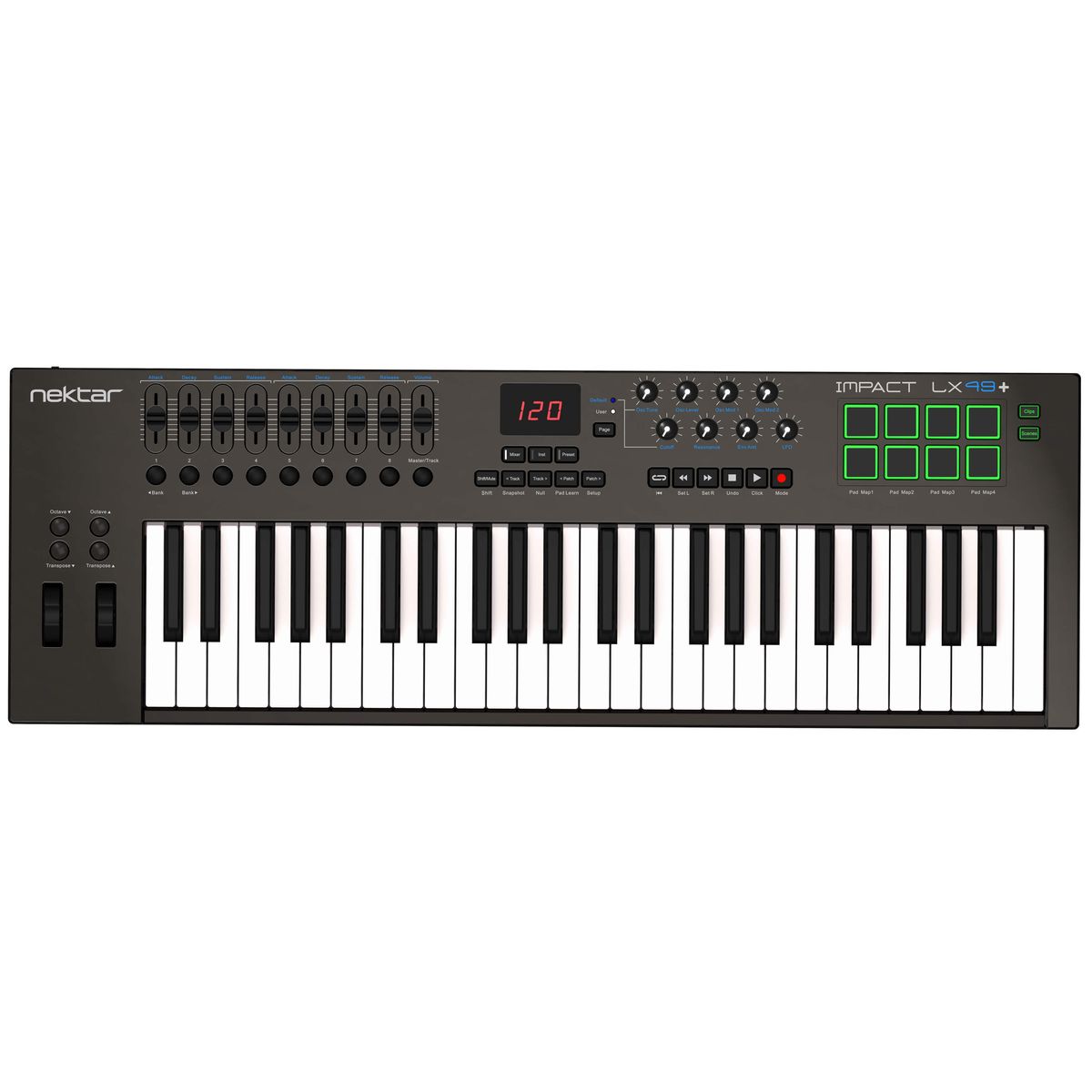 Nektar Impact LX 49+ USB MIDI клавиатура, 49 клавиш, совместимо с Mac/ PC/ iPad/ ПО Bitwig 8-Trac