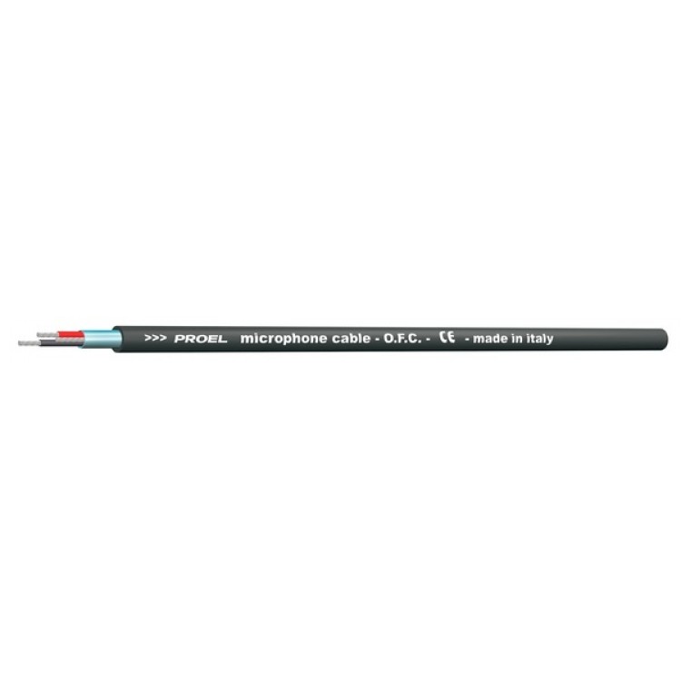 Proel HPC201BK - Микрофонный кабель, диаметр - 6 мм, медные проводники 26 AWG = 18 х 0,10 мм (0,14 к