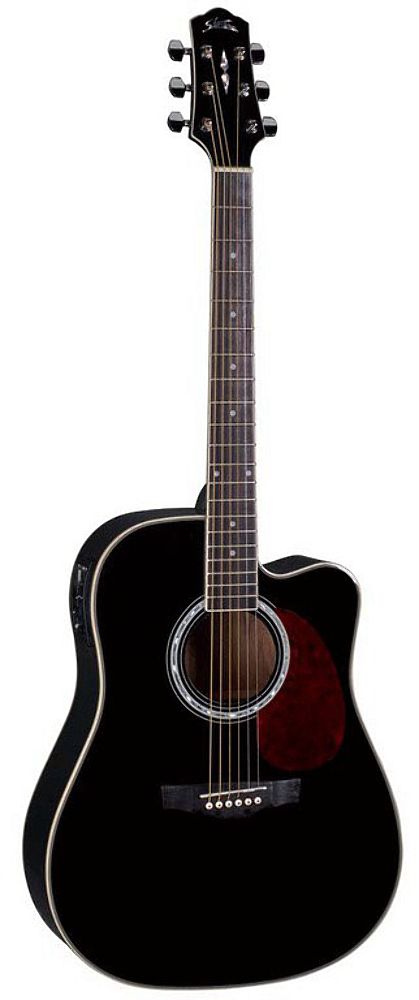 Naranda DG220CEBK Электро-акустическая гитара, верхняя дека - ель, нижняя дека и обечайки - катальпа