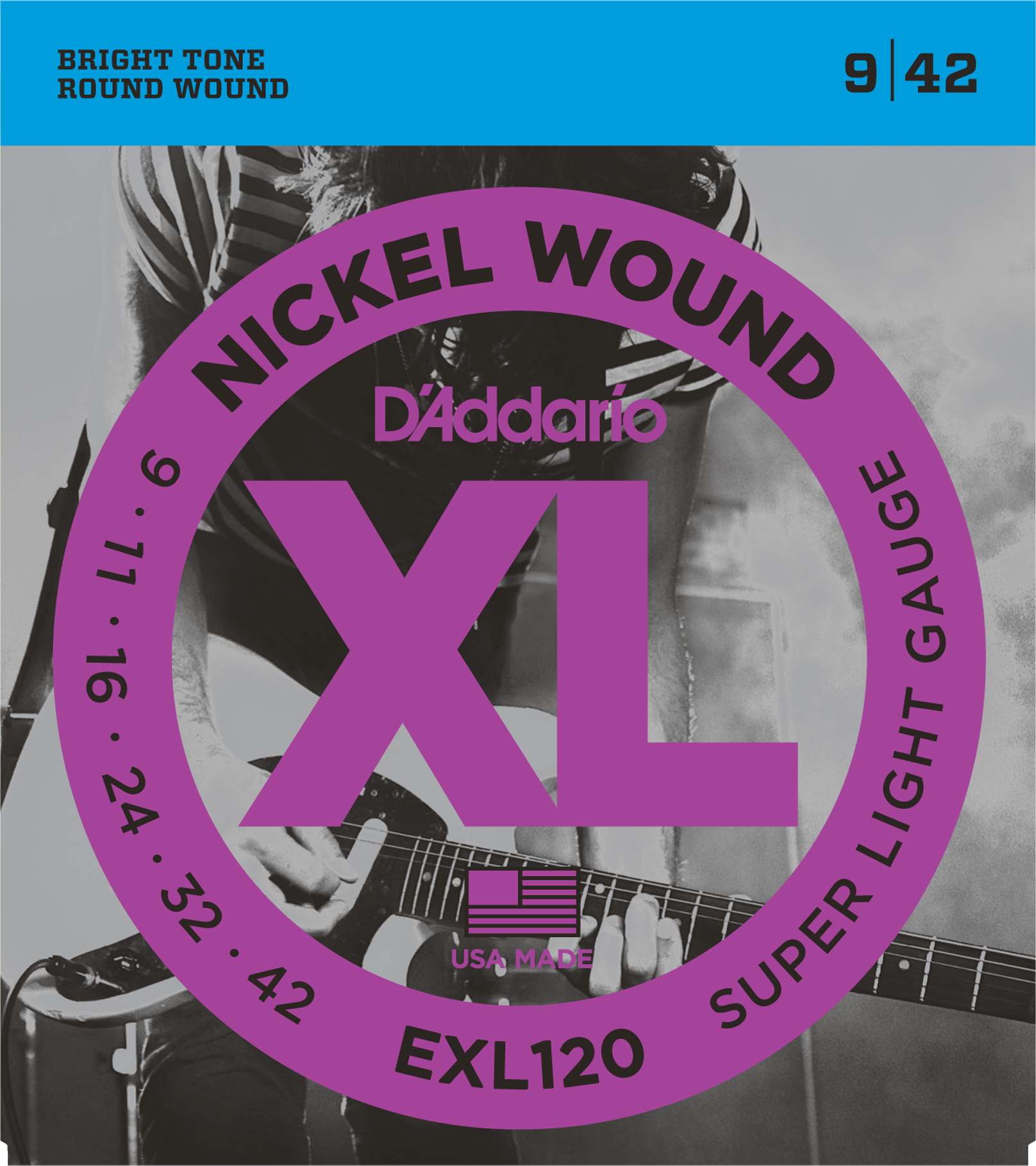 D`ADDARIO EXL120 Cтруны для электрогитары Nickel Wound, никель, 9-42, Super Light