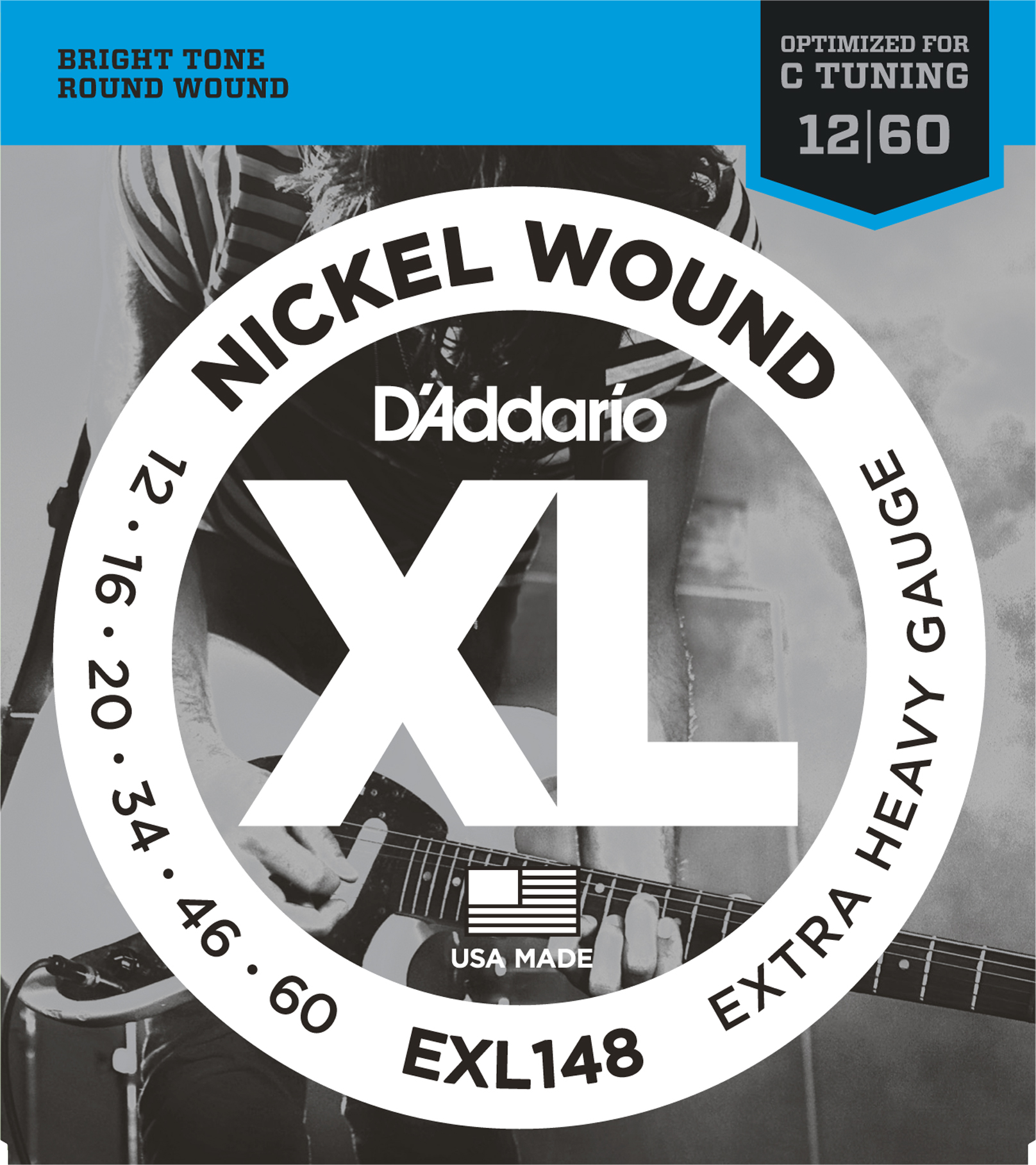 D`ADDARIO EXL148 Cтруны для электрогитары Nickel Wound, никель,12-60, Extra Heavy, Drop C